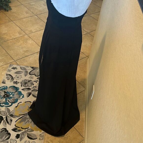 Lulus M Strapless Bustier Corset Maxi Dress Solid Black High Slit Evening Formal - Picture 8 of 12